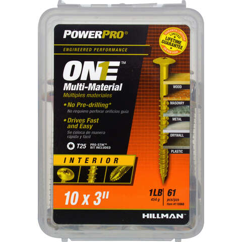 HILLMAN POWERPRO ONE No. 10 X 3 in. L Star Wafer Head Coarse Multi-Material Screw, Pack of 5