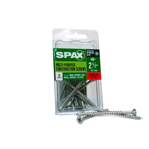 SPAX Multi-Material No. 8 in. X 2-1/2 in. L Phillips/Square Flat Head Serrated Construction Screws