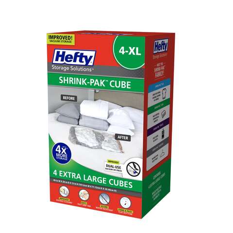 Hefty Shrink-Pak Clear Vacuum Cube Storage Bags, Pack of 2