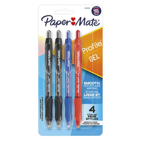 Paper Mate Profile Gel Assorted Retractable Gel Pen 4 pk