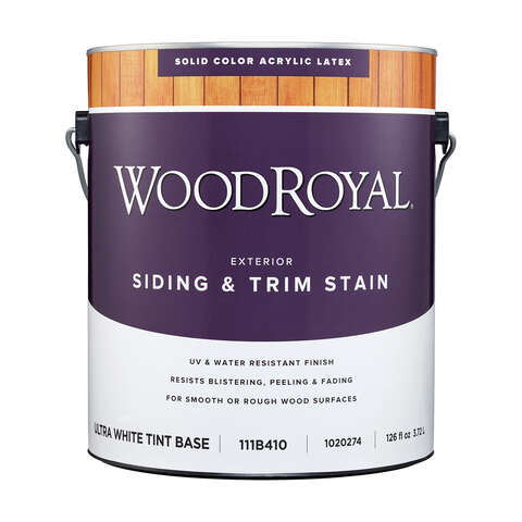 Ace Wood Royal Solid Tintable Flat Ultra White Base Acrylic Latex Siding and Trim Stain 1 gal, Pack of 4