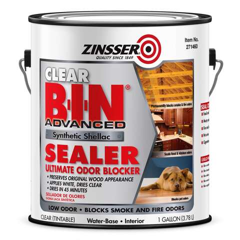 Zinsser BIN Advanced Clear Shellac-Based Odor Blocking Sealer 1 gal, Pack of 2