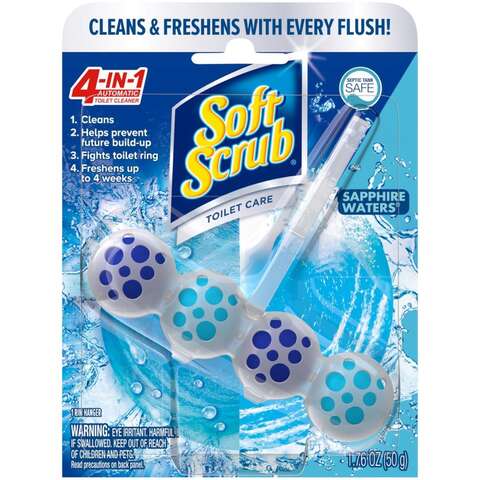 Soft Scrub 4-in-1 Toilet Care Sapphire Waters Scent Toilet Bowl Cleaner 1.76 oz Tablet, Pack of 6