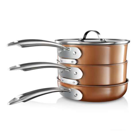 Gotham Steel Stackmaster Aluminum Fry Pan Set Copper