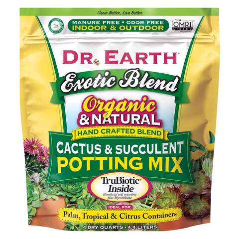 Dr. Earth Exotic Blend Organic Cacti and Succulent Potting Mix 4 qt, Pack of 12