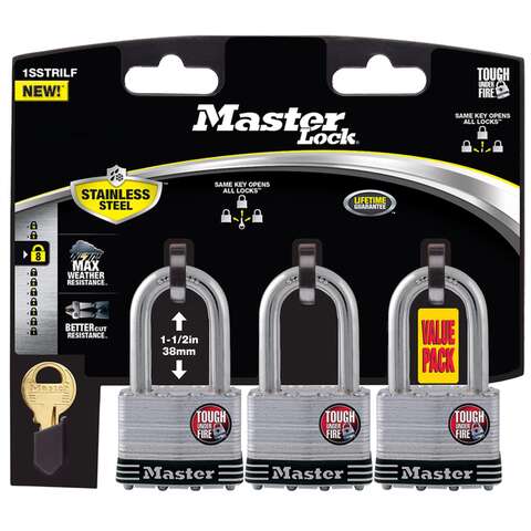 Master Lock 1SSTRILF 1-3/4 in. W Laminated Steel 4-Pin Cylinder Padlock Keyed Alike