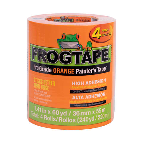 FrogTape Pro Grade 1.41  W X 60 yd L Orange High Strength Painter's Tape 4 pk, Pack of 6