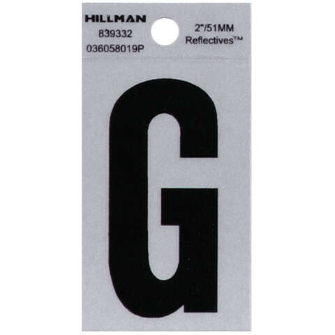 Hillman 2 in. Reflective Black Vinyl Self-Adhesive Letter G 1 pc, Pack of 6