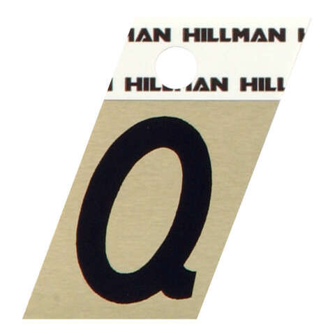 Hillman 1.5 in. Reflective Black Aluminum Self-Adhesive Letter Q 1 pc, Pack of 6