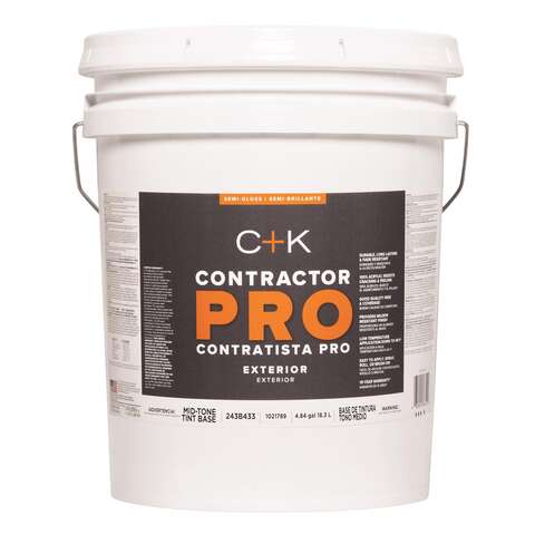 C+K Contractor Pro Semi-Gloss Tint Base Mid-Tone Base Paint Exterior 5 gal