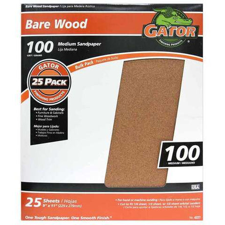 Gator 11 in. L X 9 in. W 100 Grit Aluminum Oxide Sanding Sheet 1 pk, Pack of 25