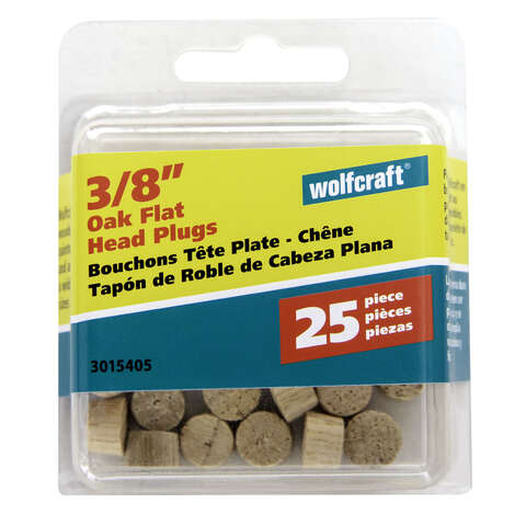 Wolfcraft Flat Oak Head Plug 3/8 in. D X 1/4 in. L 1 pk Natural