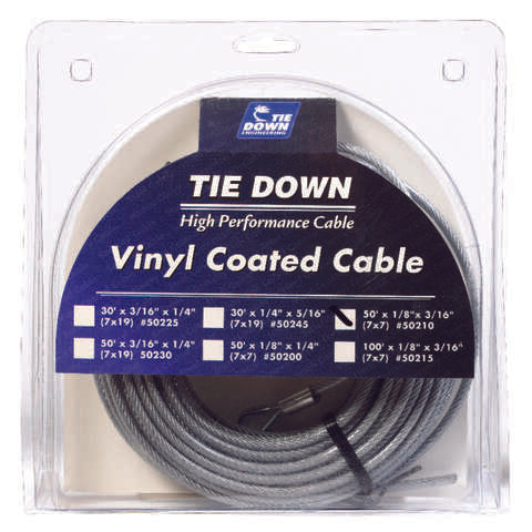 Tie Down Engineering Vinyl Coated Galvanized Steel 1/8 in. D X 50 ft. L Aircraft Cable