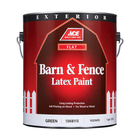 Ace Flat Green Barn and Fence Paint Exterior 1 gal, Pack of 4