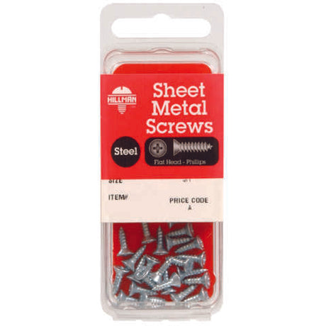 HILLMAN No. 8 X 2 in. L Phillips Flat Head Sheet Metal Screws 6 pk, Pack of 10