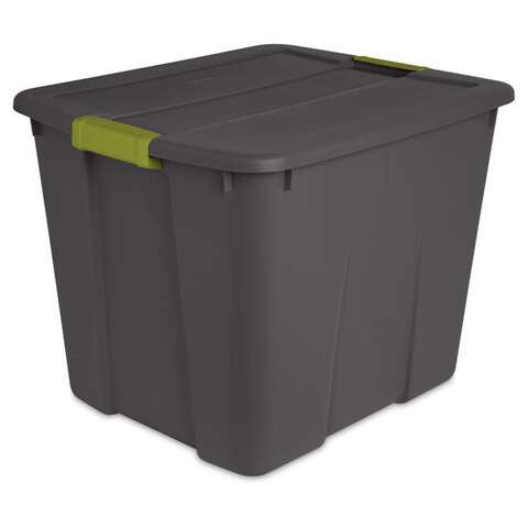 Sterilite 20 gal Dark Gray Latch Storage Box 16-7/8 in. H X 22-1/8 in. W X 18-5/8 in. D Stackable, Pack of 6