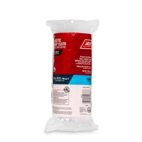 Ace 9 ft. W X 12 ft. L X 3 mil Plastic Drop Cloth 1 pk, Pack of 12