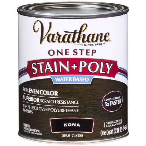 Varathane Semi-Gloss Kona Water-Based Acrylic Modified Urethane One-Step Stain/Poly 1 qt