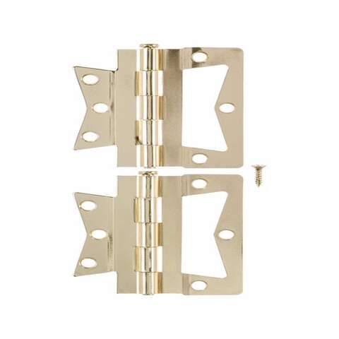 Ace 3.75 in. W X 4 in. L Bright Brass Brass Non-Mortise Hinge 2 pk, Pack of 5