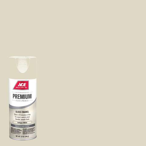 Ace Premium Gloss Antique White Paint + Primer Enamel Spray 12 oz, Pack of 6