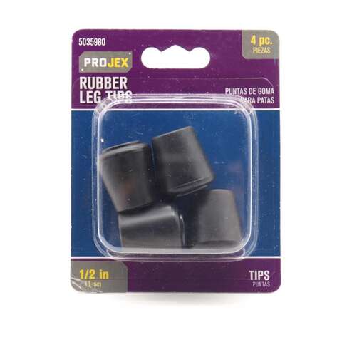 Projex Rubber Leg Tip Black Round 1/2 in. W 4 pk