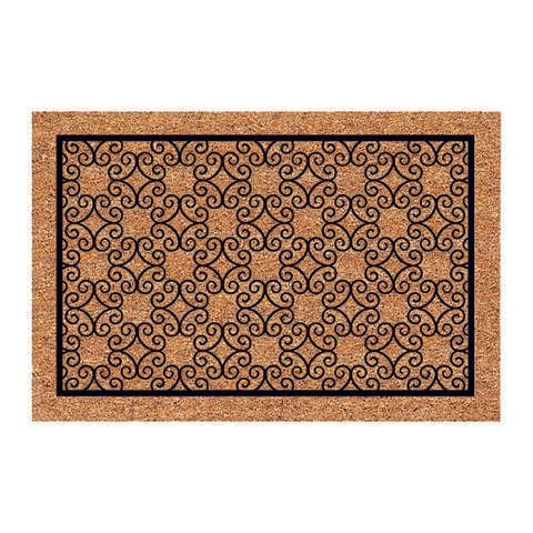 DeCoir 36 in. W X 24 in. L Tan/Black Piedmont Wrought Iron Border Coir Door Mat