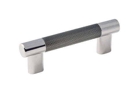 Amerock Esquire Bar Cabinet Pull 3 in. & 3-3/4 in. Gunmetal/Polished Nickel 1 pk