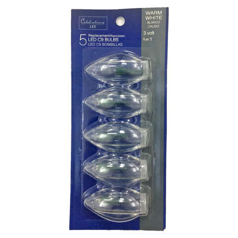 Celebrations Blue LED C9 Warm White 5 ct Replacement Christmas Light Bulbs