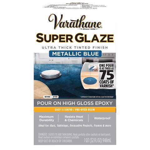 Varathane Super Glaze High-Gloss Metallic Blue Wood Glaze 1 qt, Pack of 3