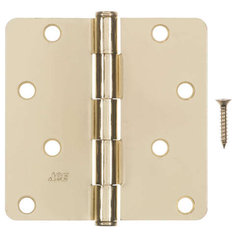 Ace 4 in. L Bright Brass Residential Door Hinge 1 pk