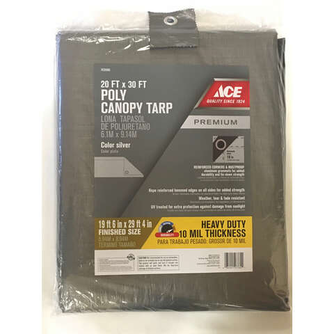 Ace 20 ft. W X 30 ft. L Heavy Duty Polyethylene Canopy Tarp Silver