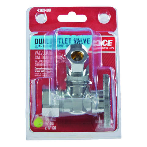 Ace 5/8 in. Compression X 3/8 in. Compression Brass Dual Shut-Off Valve