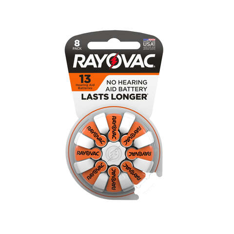 Rayovac Lasts Longer Zinc Air 13 1.45 V 0.13 mAh Hearing Aid Battery 8 pk