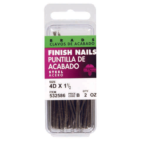 Hillman 4D 1-1/2 in. Finishing Polished Steel Nail Large Head, Pack of 6