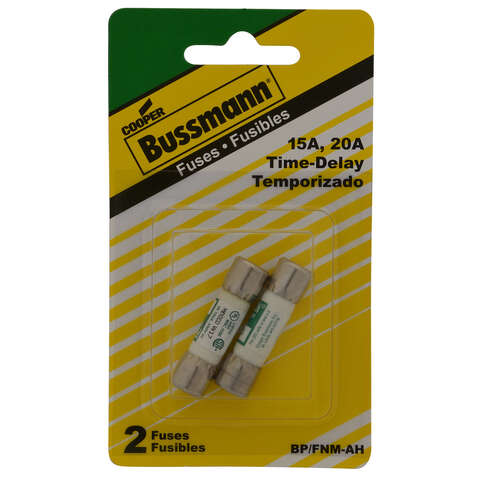 Bussmann 15, 20 amps Time Delay Cartridge Fuse 2 pk, Pack of 2