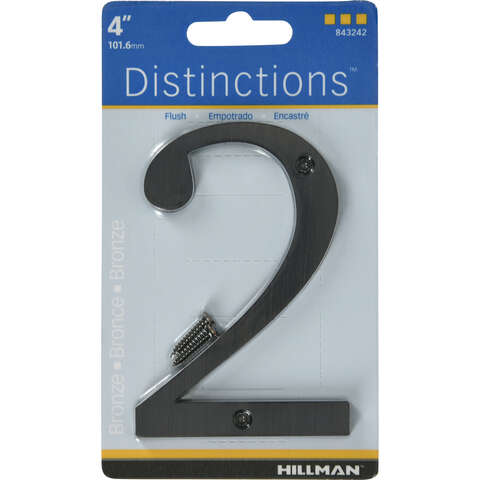 Hillman Distinctions 4 in. Bronze Zinc Die-Cast Screw-On Number 2 1 pc, Pack of 3