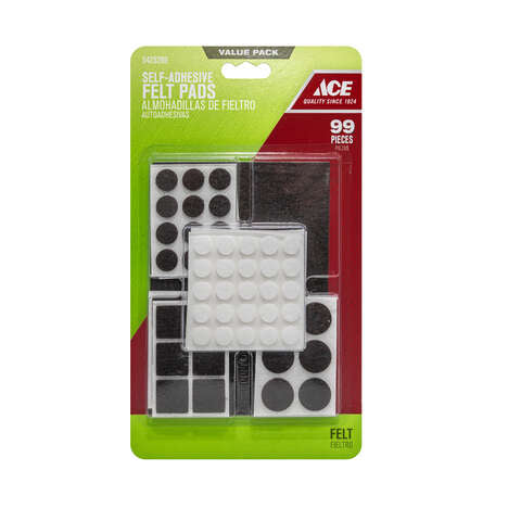 Ace Felt Self Adhesive Surface Pad Brown Assorted Various in. W 99 pk