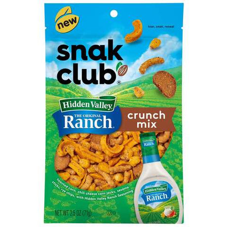 Snak Club Hidden Valley Ranch Snack Mix 2.5 oz Bagged, Pack of 6