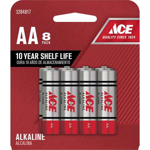 Ace AA Alkaline Batteries 8 pk Carded, Pack of 12