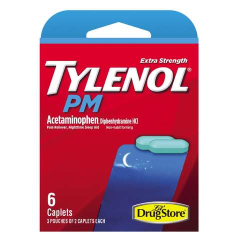 Tylenol PM Pain Reliever/Nightime Sleep Aid 6 ct 1 pk, Pack of 6