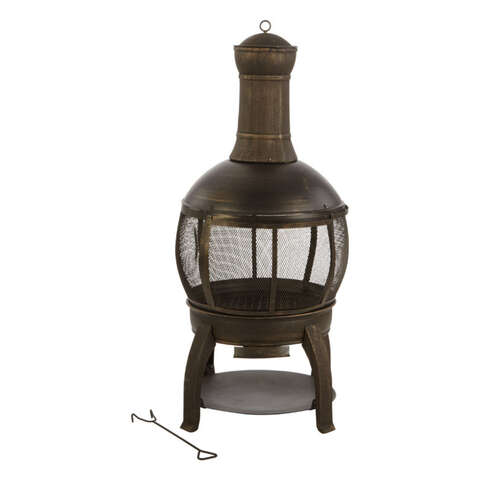 Living Accents 22 in. W Cast Iron/Steel Chimenea Round Multi-Fuel Fire Pit