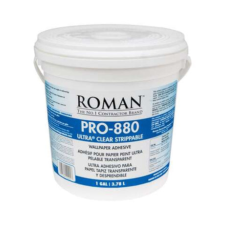 Roman Pro-880 Ultra Clear Strippable High Strength Starch Wallpaper Adhesive 1 gal, Pack of 4