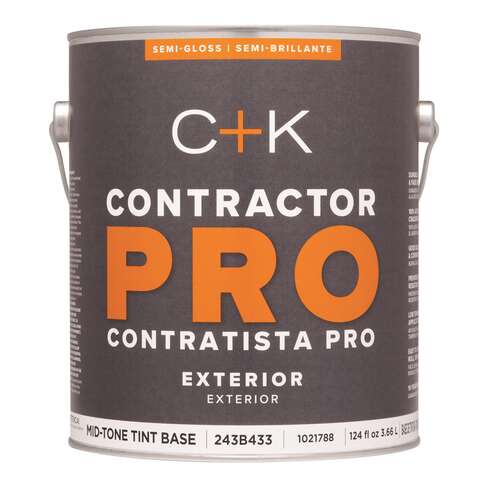 C+K Contractor Pro Semi-Gloss Tint Base Mid-Tone Base Paint Exterior 1 gal, Pack of 4