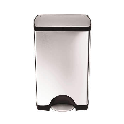 Simplehuman 10 gal Silver Stainless Steel Step Pedal Automatic Touchless Wastebasket