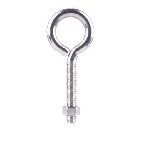 Hampton 3/8 in. X 4 in. L Stainless Stainless Steel Eyebolt Nut Included, Pack of 5