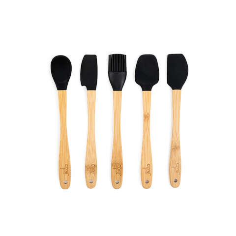 Core Kitchen Beige/Onyx Bamboo/Silicone Mini Utensil Set