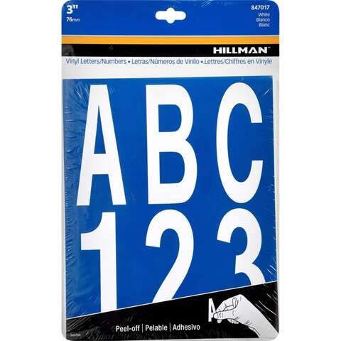 HILLMAN 3 in. Reflective White Vinyl Self-Adhesive Letter and Number Set 0-9, A-Z 1 pc, Pack of 6