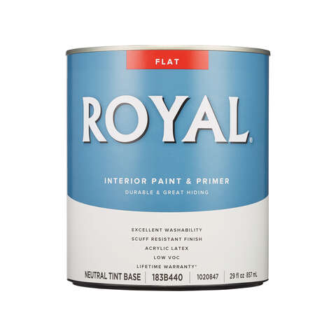 Royal Flat Tint Base Neutral Base Paint and Primer Interior 1 qt, Pack of 4