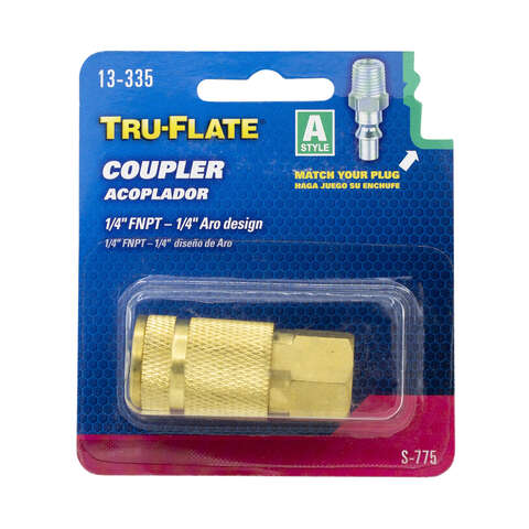 Tru-Flate Brass Air Coupler 1/4 in. Female 1 pc