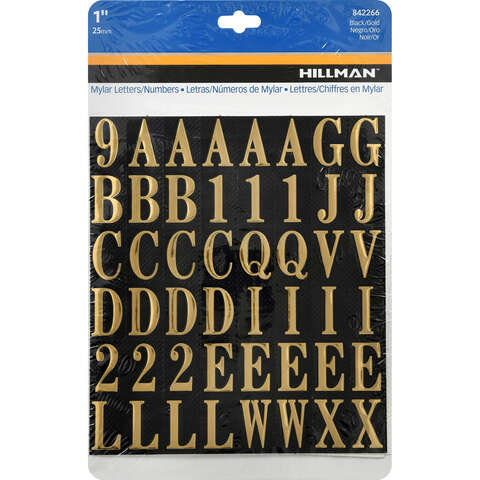 HILLMAN 1 in. Gold Vinyl Self-Adhesive Letter and Number Set 0-9, A-Z 112 pc, Pack of 6